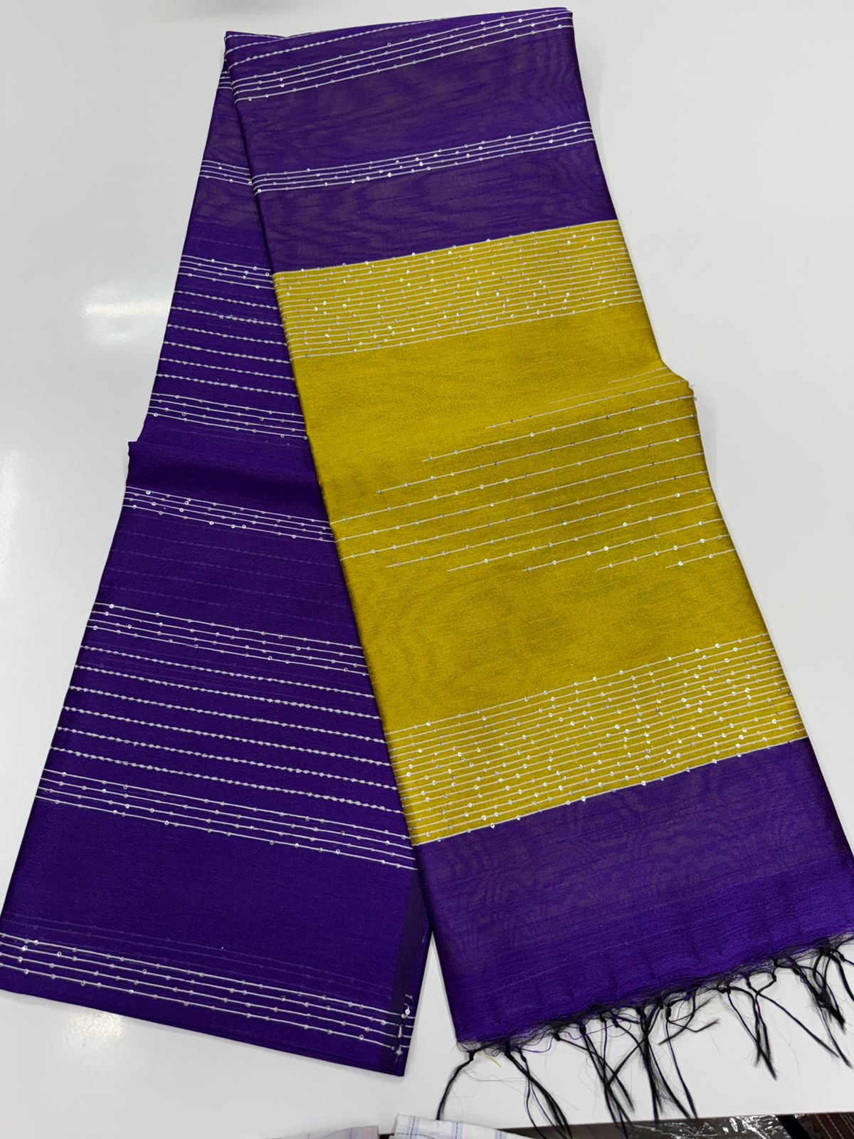 Silk saree with full thread beat work