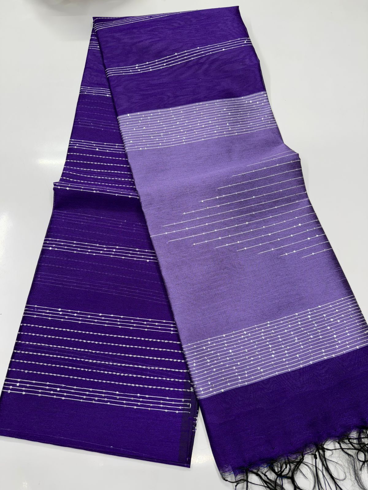 Silk saree with full thread beat work