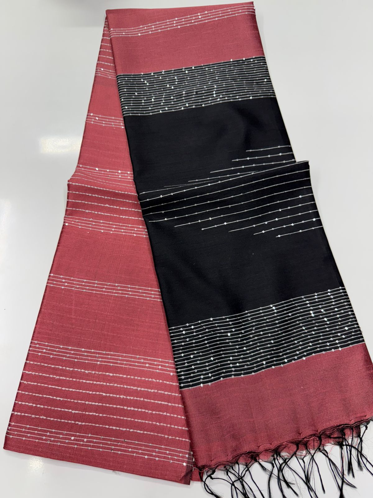 Silk saree with full thread beat work