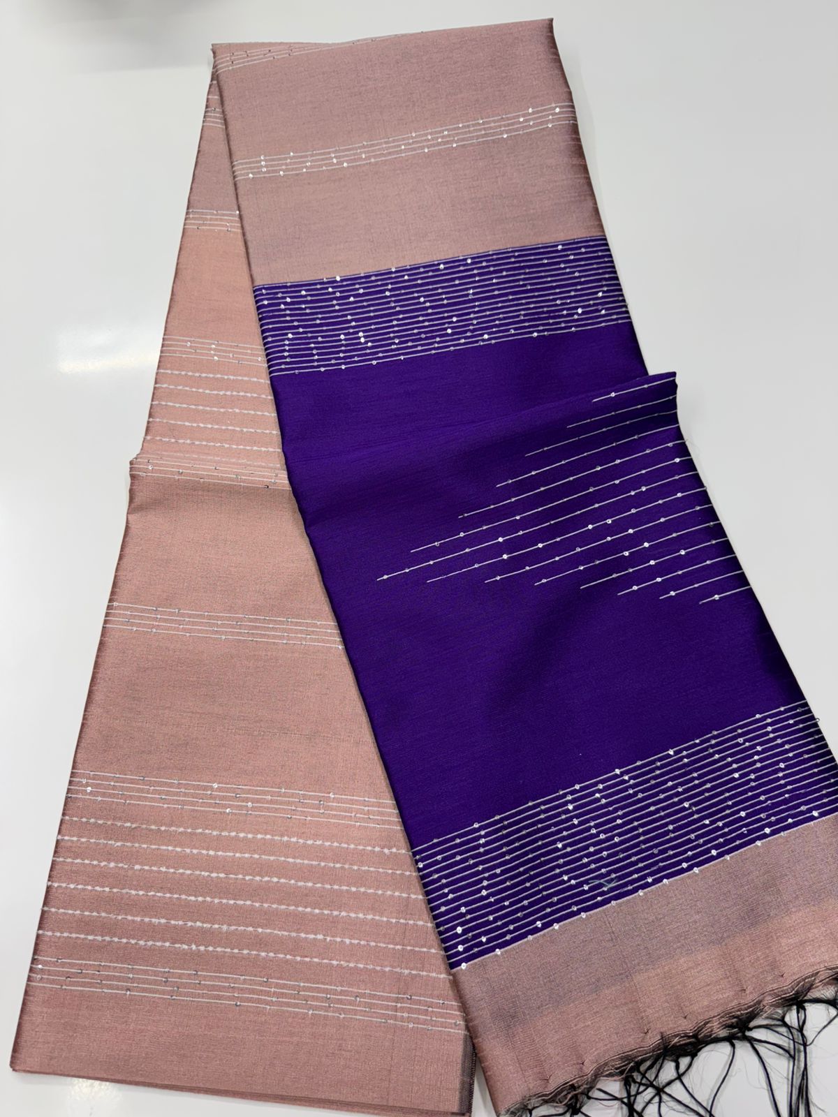 Silk saree with full thread beat work