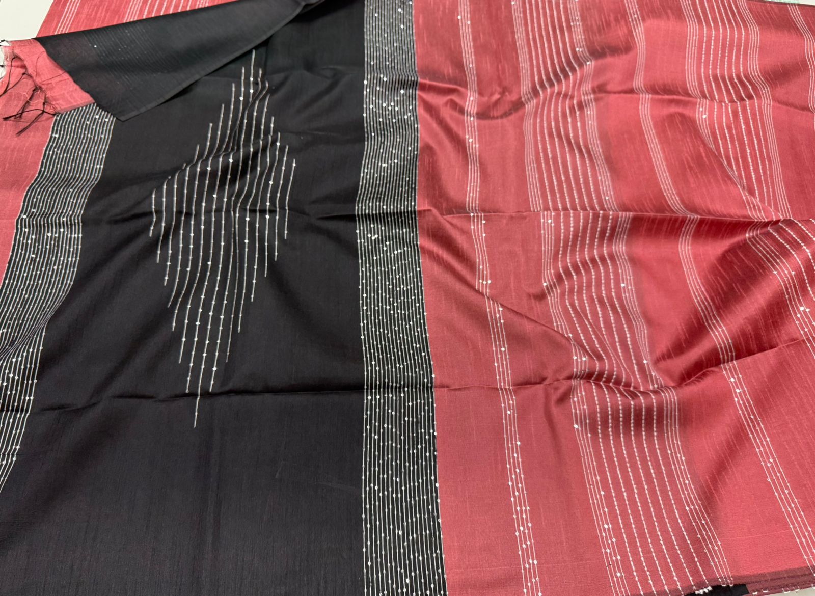 Silk saree with full thread beat work
