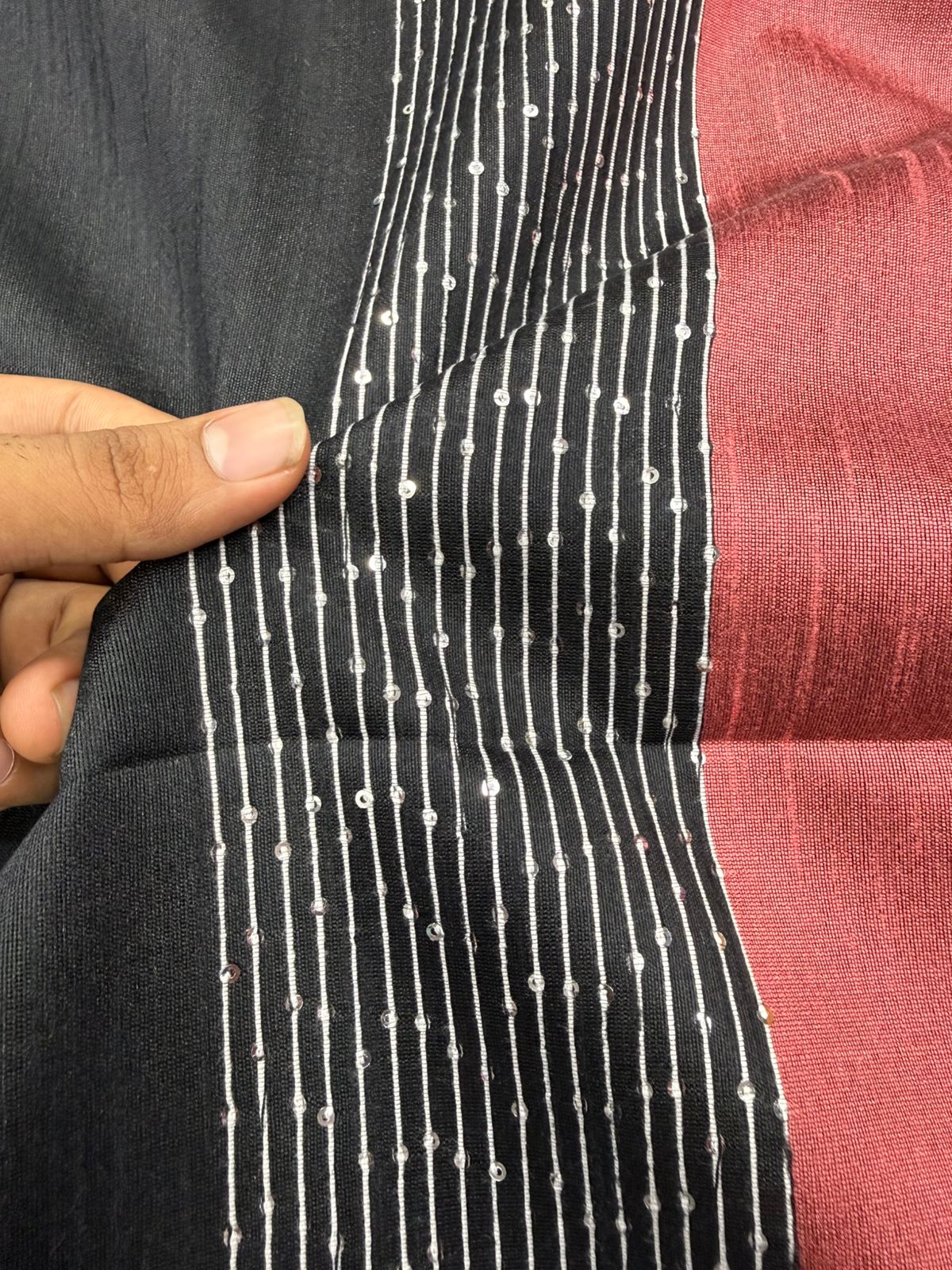 Silk saree with full thread beat work