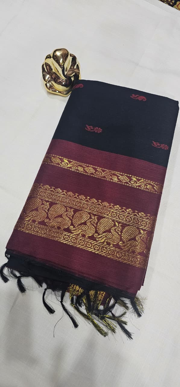 Kalyani cotton Black with Maroon