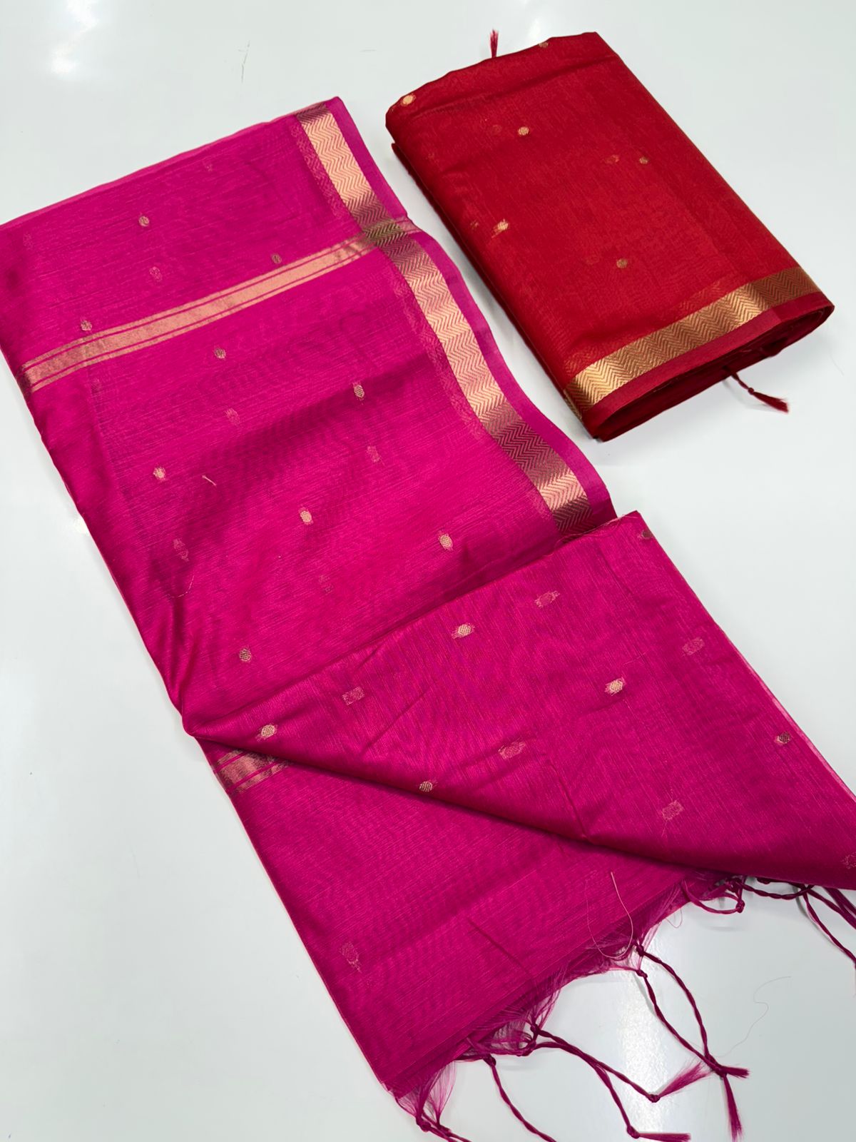 Silk cotton saree pink colour