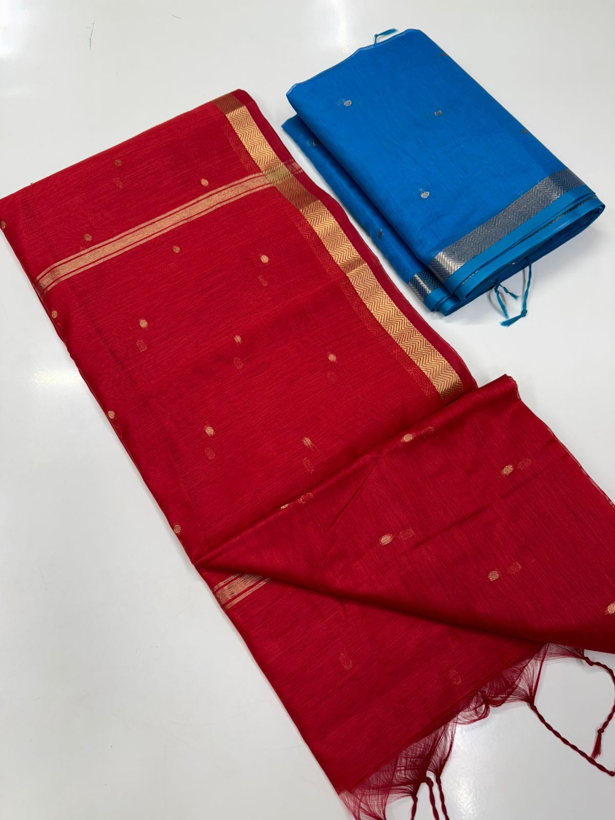 Silk cotton saree Red colour
