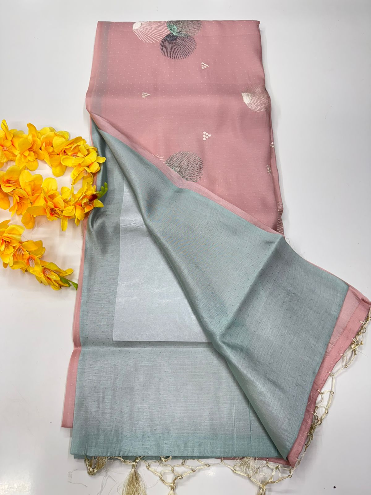 Butter silk saree pink