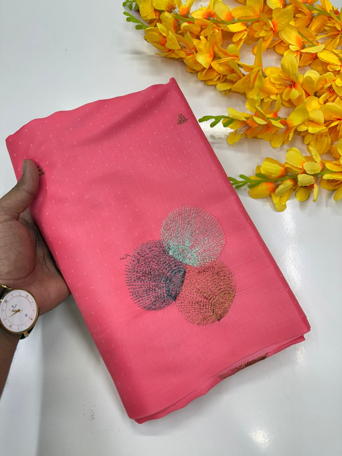 Butter silk saree candy pink