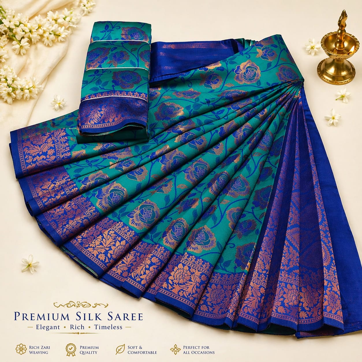 ROYAL MAYIL PATTU SAREE Peacock Green & Royal Blue
