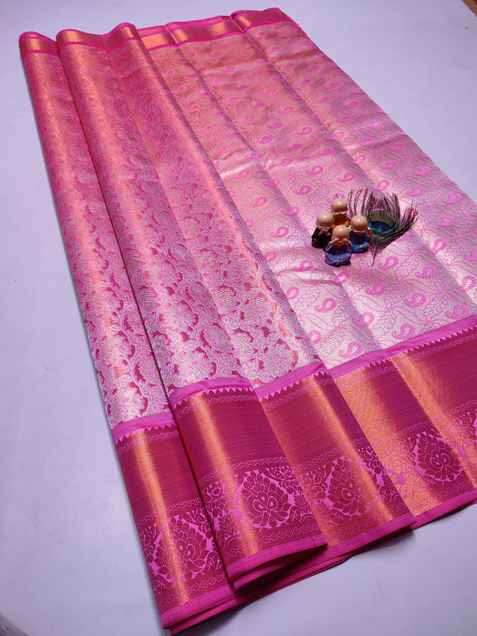 Grand Look Tissue Saree pink color
