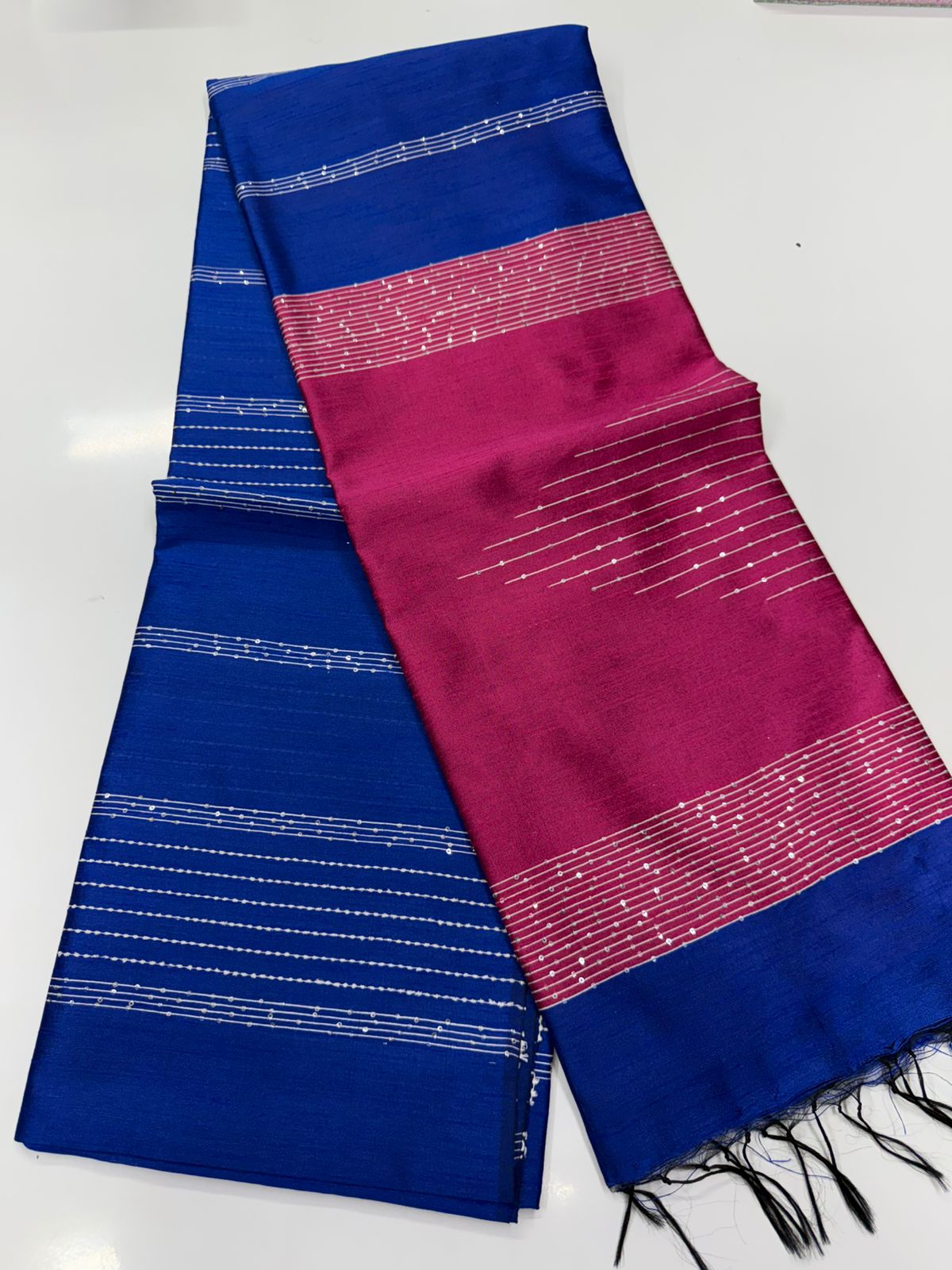 Silk saree with full thread beat work