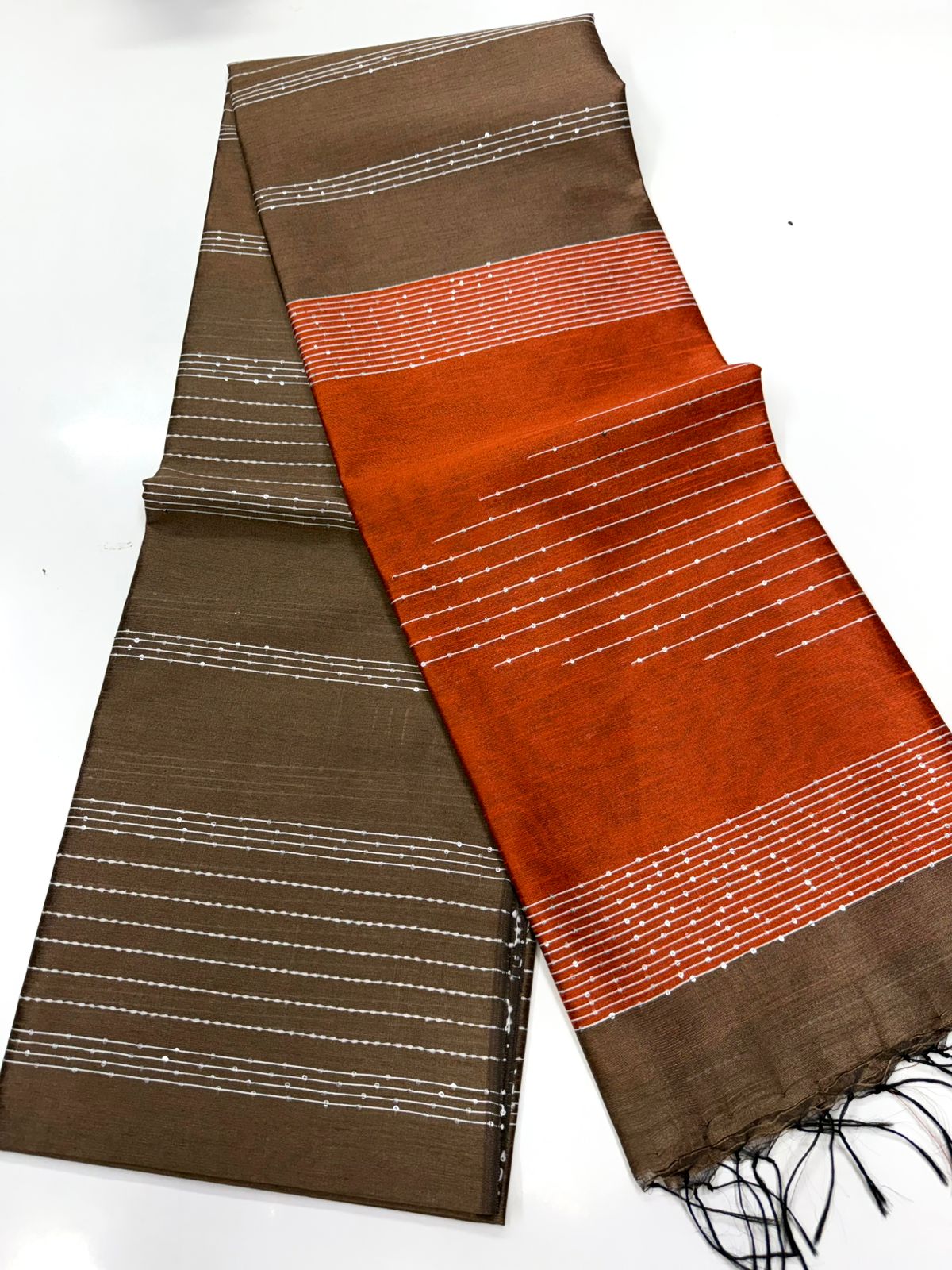 Silk saree with full thread beat work