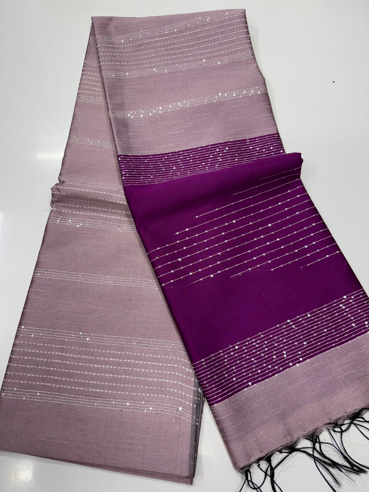 Silk saree with full thread beat work