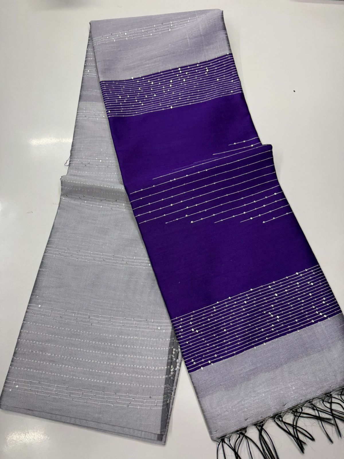 Silk saree with full thread beat work