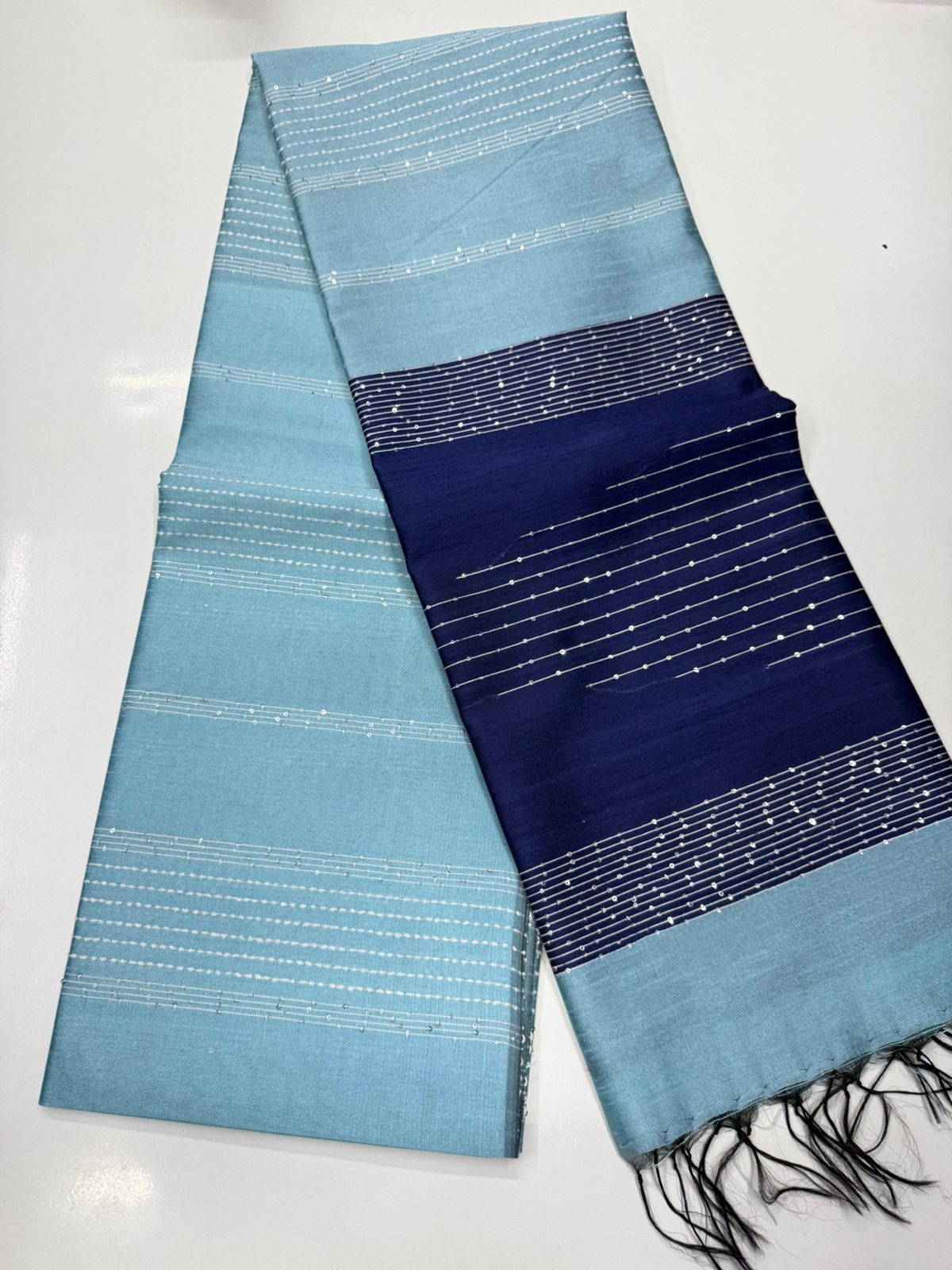 Silk saree with full thread beat work