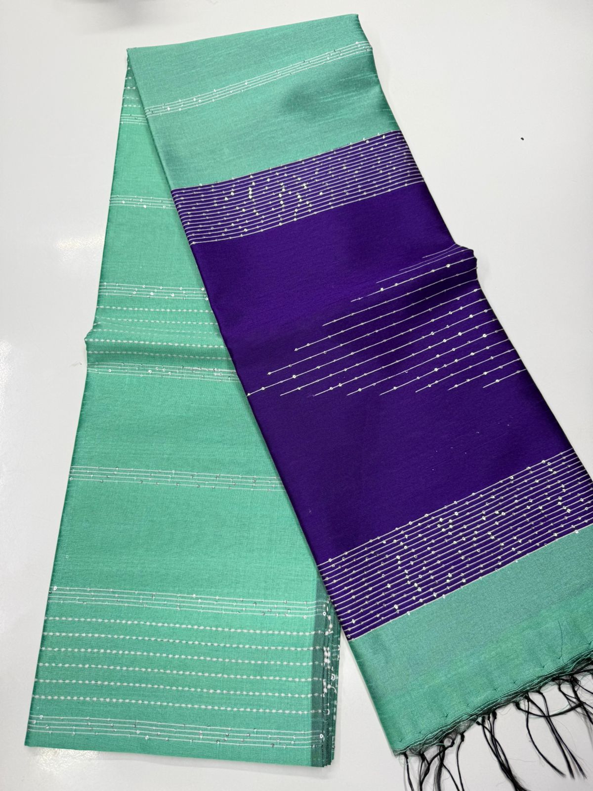 Silk saree with full thread beat work