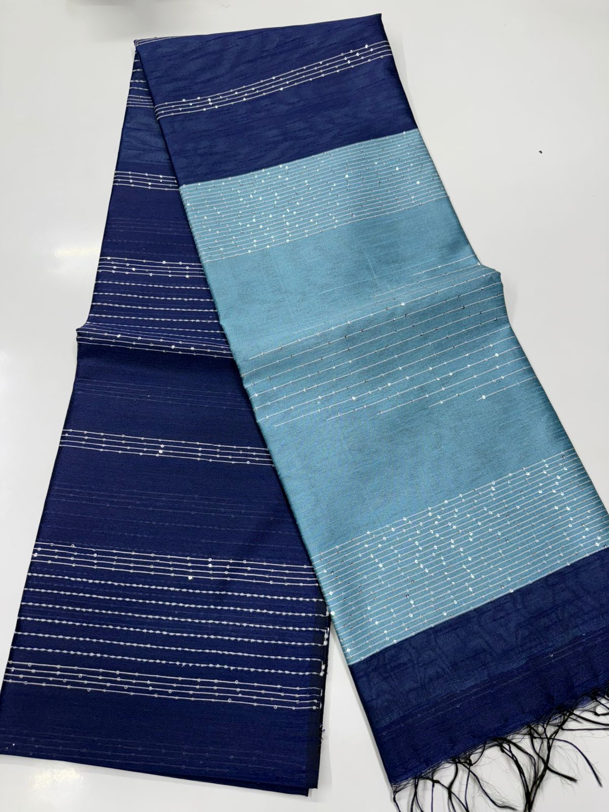 Silk saree with full thread beat work